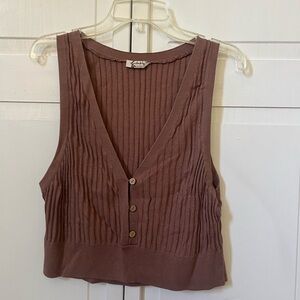 Free People Cropped Ribbed Top with Buttons